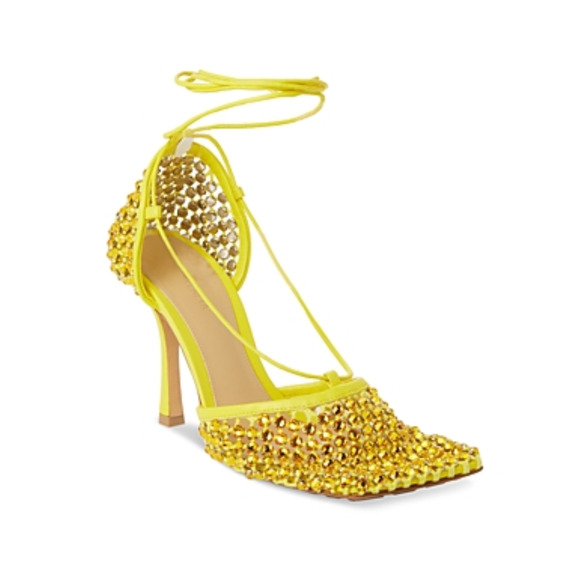 Bottega Veneta Sparkle Stretch High-Heel Sandals Yellow Size 39EU